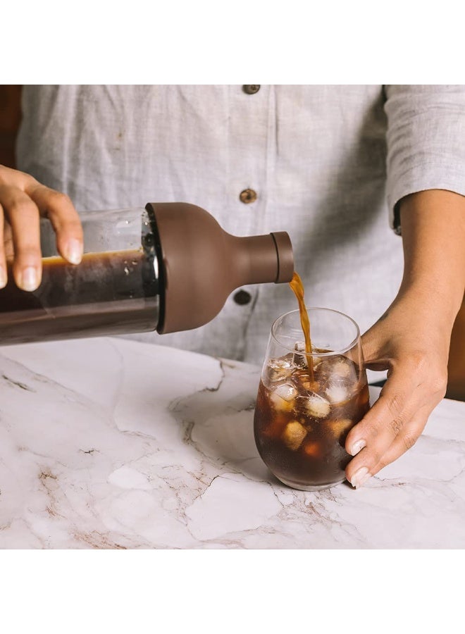 Chariot New York Cold Brew Coffee Bottle 650ml | Reusable Filter Coffee Maker Bottle | Durable Glass with Built-in Filter & Airtight Seal | Easy Homemade Cold Brew & Iced Coffee Maker - Image 4