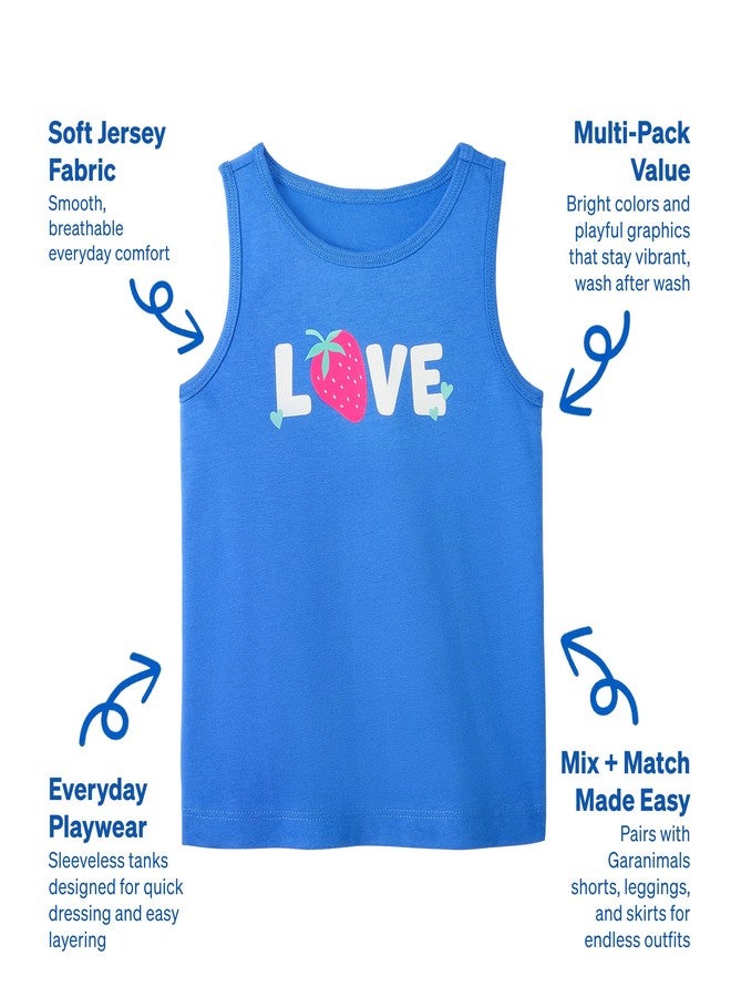 Garanimals Baby & Toddler Girl Lemon Tank Tees - Kid's Sleeveless Tank Top - Size 6T - Blue, White, Yellow, Pink - 5 Pack - Image 3