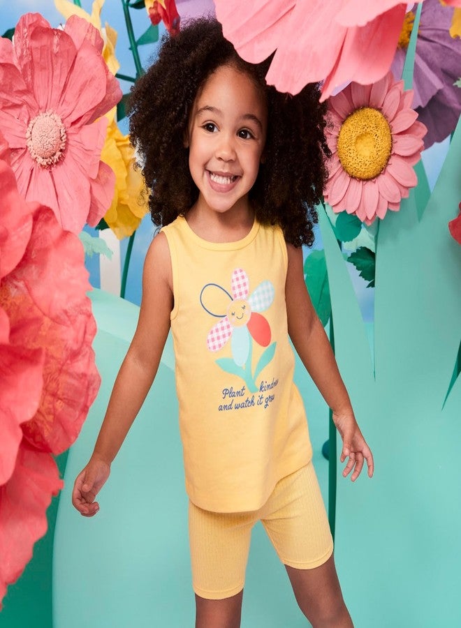 Garanimals Baby & Toddler Girl Lemon Tank Tees - Kid's Sleeveless Tank Top - Size 6T - Blue, White, Yellow, Pink - 5 Pack - Image 2