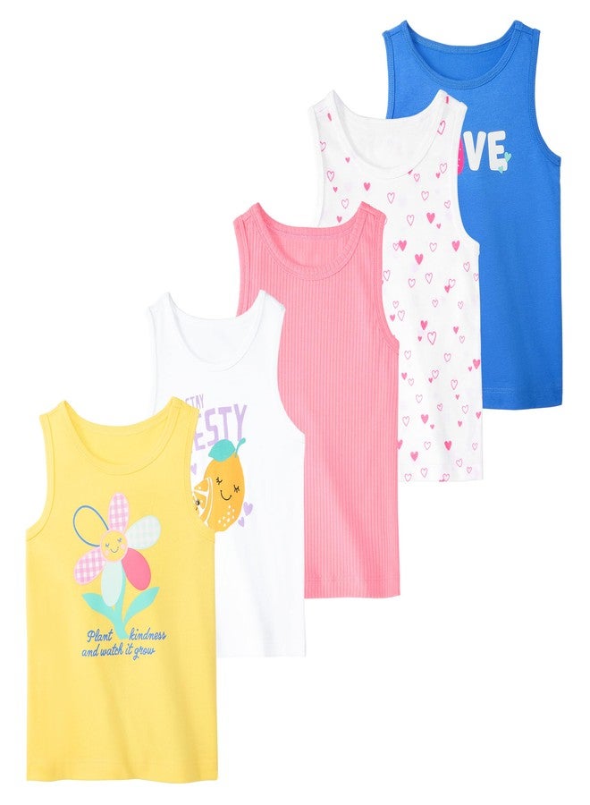 Garanimals Baby & Toddler Girl Lemon Tank Tees - Kid's Sleeveless Tank Top - Size 6T - Blue, White, Yellow, Pink - 5 Pack - Image 1