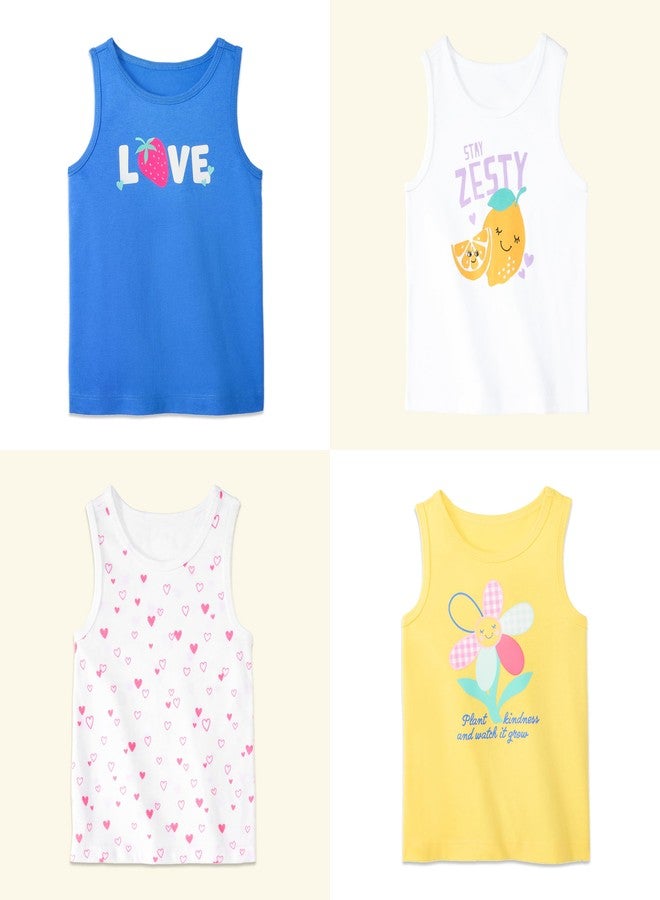 Garanimals Baby & Toddler Girl Lemon Tank Tees - Kid's Sleeveless Tank Top - Size 6T - Blue, White, Yellow, Pink - 5 Pack - Image 5