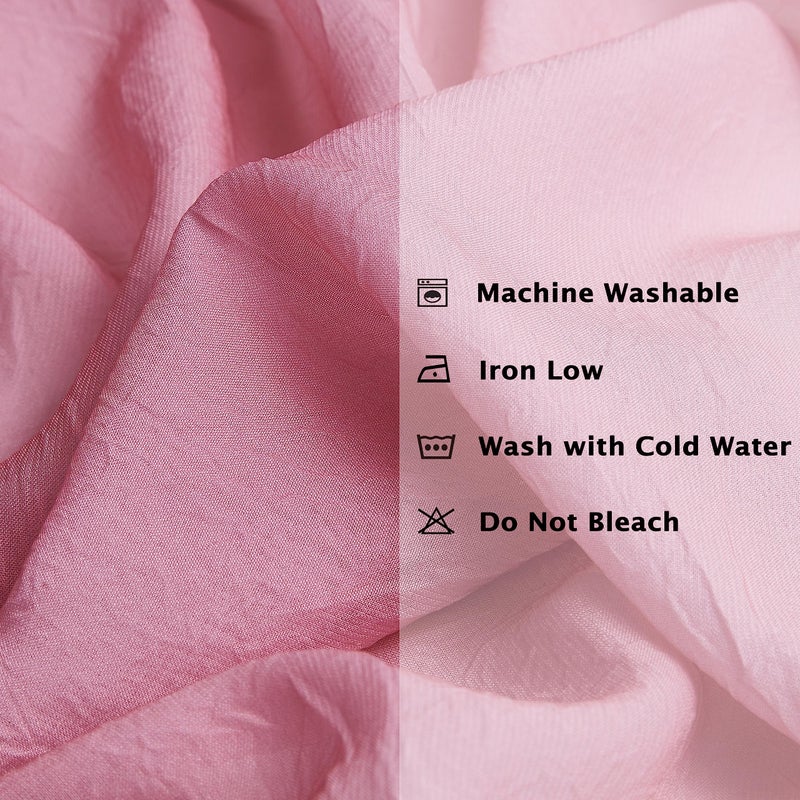 Purainbow Ombre Chiffon Sheer Curtains Pink for Living Room Decor, Gradient Light Filtering Window Curtain Panels for Girls Bedroom, Crinkle Semi Sheer Drapes for Garden, Yard Decor, Grommet Top, 42"Wx63"L - Image 4