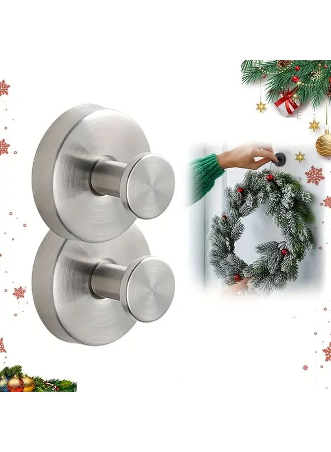 3pcs Silvery Suction Cup Hooks For Wreaths Glass Door Porch Seasonal Decor - Image 1