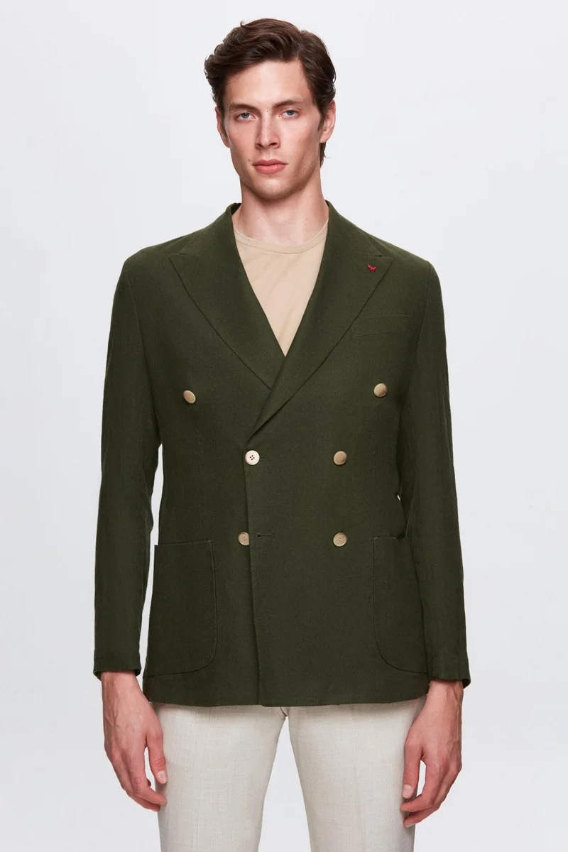 D'S DAMAT Ds Damat Regular Fit Khaki Plain Fabric Jacket
