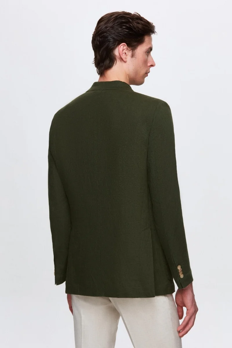D'S DAMAT Ds Damat Regular Fit Khaki Plain Fabric Jacket