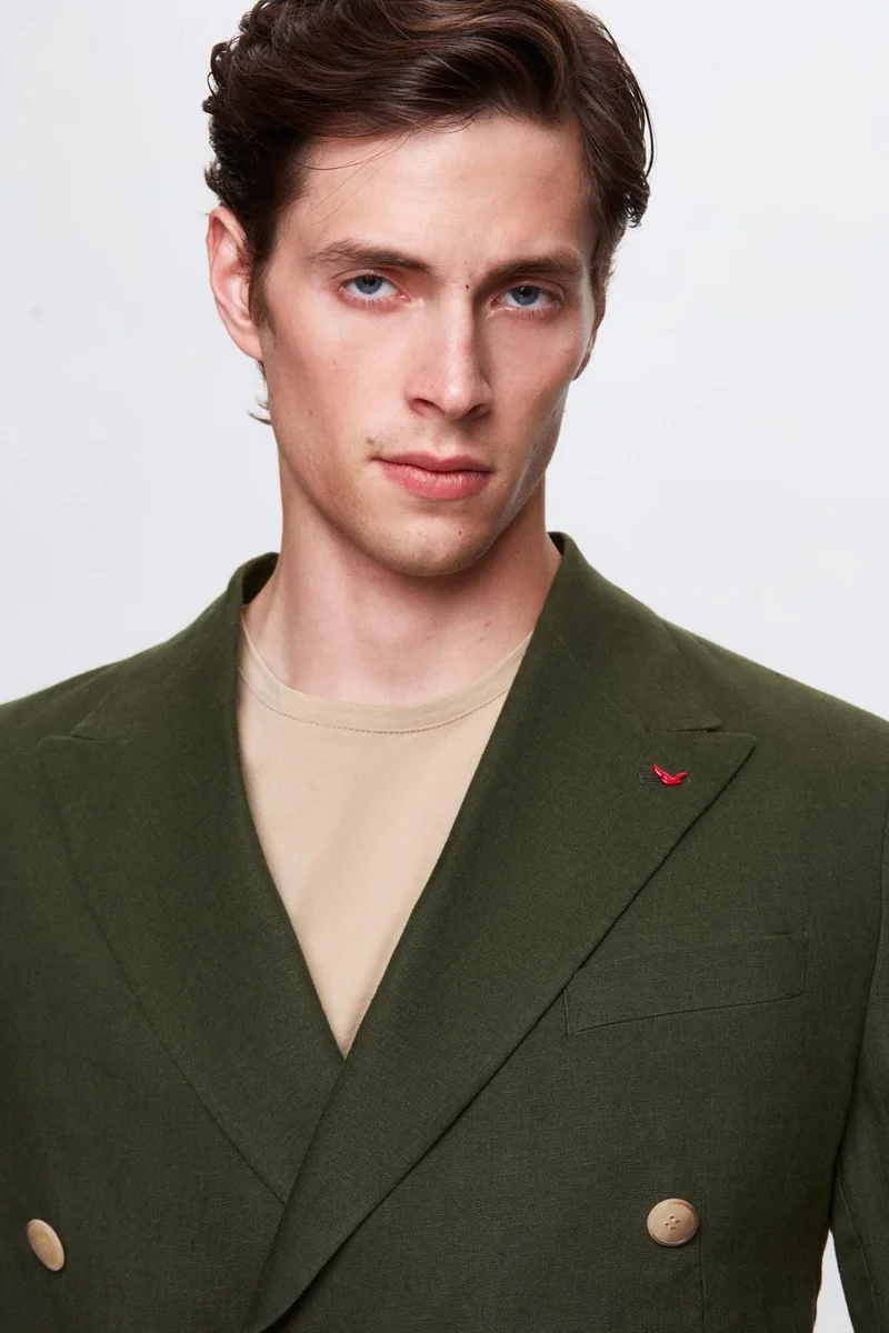 D'S DAMAT Ds Damat Regular Fit Khaki Plain Fabric Jacket