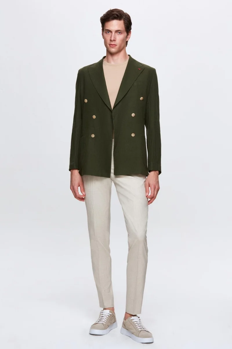 D'S DAMAT Ds Damat Regular Fit Khaki Plain Fabric Jacket