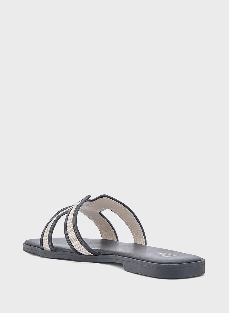 ELLA Contrast Color H Shape Flat Sandal