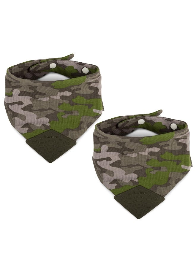 BooginHead Cotton Baby Bandana Teething Bib 2-Pack, Camouflage - Image 1