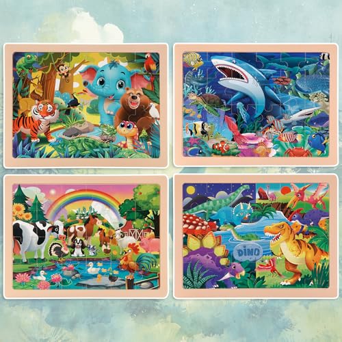 Kawyehu Large Wooden Puzzles for Kids Ages 46 24 Pcs Kids Puzzles in Gift Box12 9 in Preschool Educational Toys Birthday Gifts Puzzles for 3 4 5 6 7 8 Year Old Boy Girls Animal - Image 5