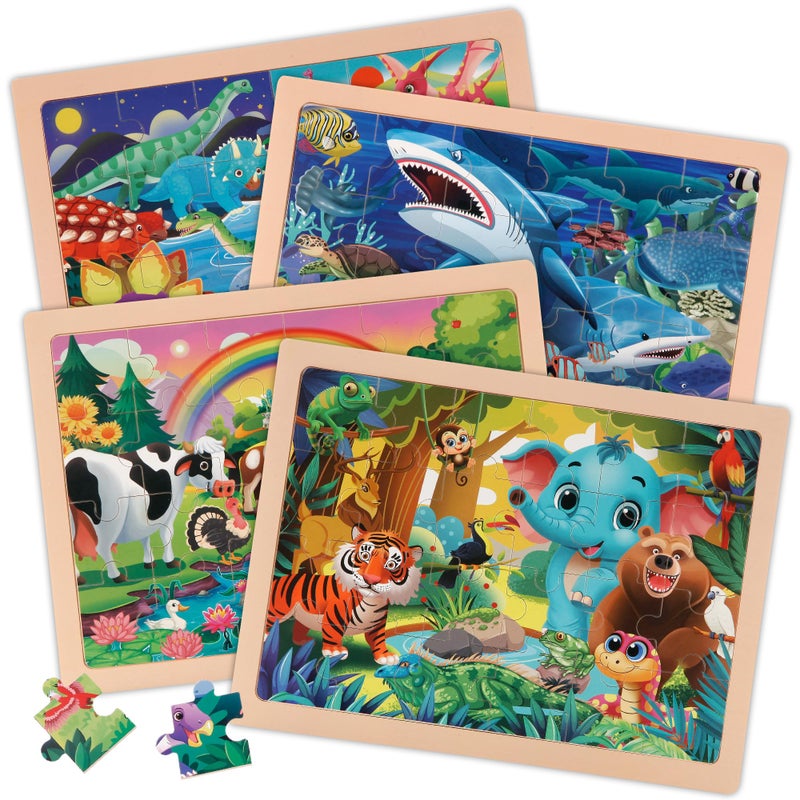 Kawyehu Large Wooden Puzzles for Kids Ages 46 24 Pcs Kids Puzzles in Gift Box12 9 in Preschool Educational Toys Birthday Gifts Puzzles for 3 4 5 6 7 8 Year Old Boy Girls Animal - Image 3