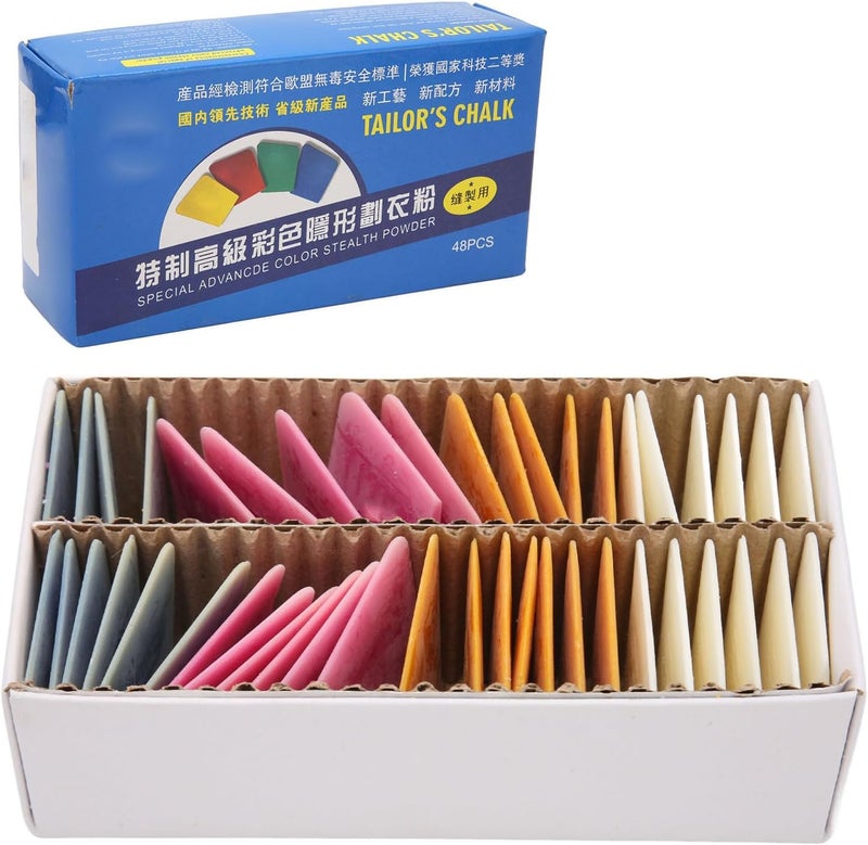 48pcs Tailors Chalk Set, Automatic Fading Fabric Chalk in Colorful Shades for Quilting and Sewing - Professional Quality, Easy to Use, Ideal for Home and Expert Tailors - Image 1