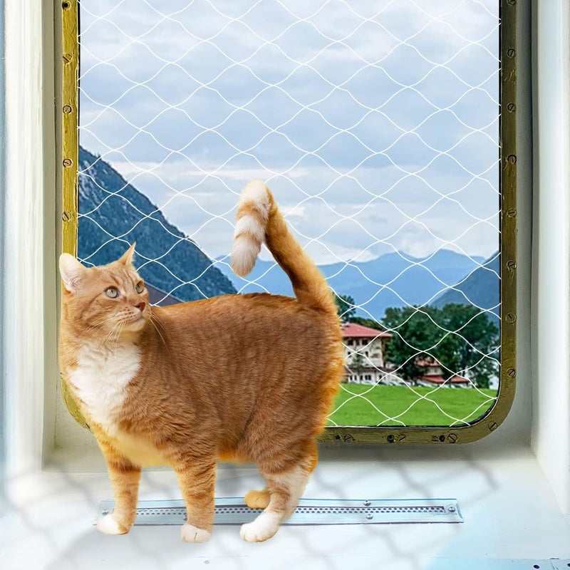 PAWISE Cat Safety Net Cat Balcony Net Pet AntiFall Netting for Window StairsDog Fence Nets Transparent 26x10 Ft