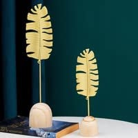 DZAWIBA DZAWIBA Gold Leaf Decoration and HomeStop Decorative Metal Leaf Sculpture StandHome and Living Small Lotus Leaf Stand Gold  - Image 3