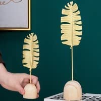 DZAWIBA DZAWIBA Gold Leaf Decoration and HomeStop Decorative Metal Leaf Sculpture StandHome and Living Small Lotus Leaf Stand Gold  - Image 2