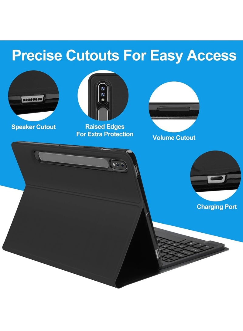 TIGER Galaxy Tab S8 Plus/S7 FE/S7 Plus 12.4” Keyboard Case | Magnetic Detachable Bluetooth Keyboard with Protective Stand Cover | S Pen Charging Support for Tab S8+ 2022, S7 FE 2021, S7+ 2020, Black - Image 4