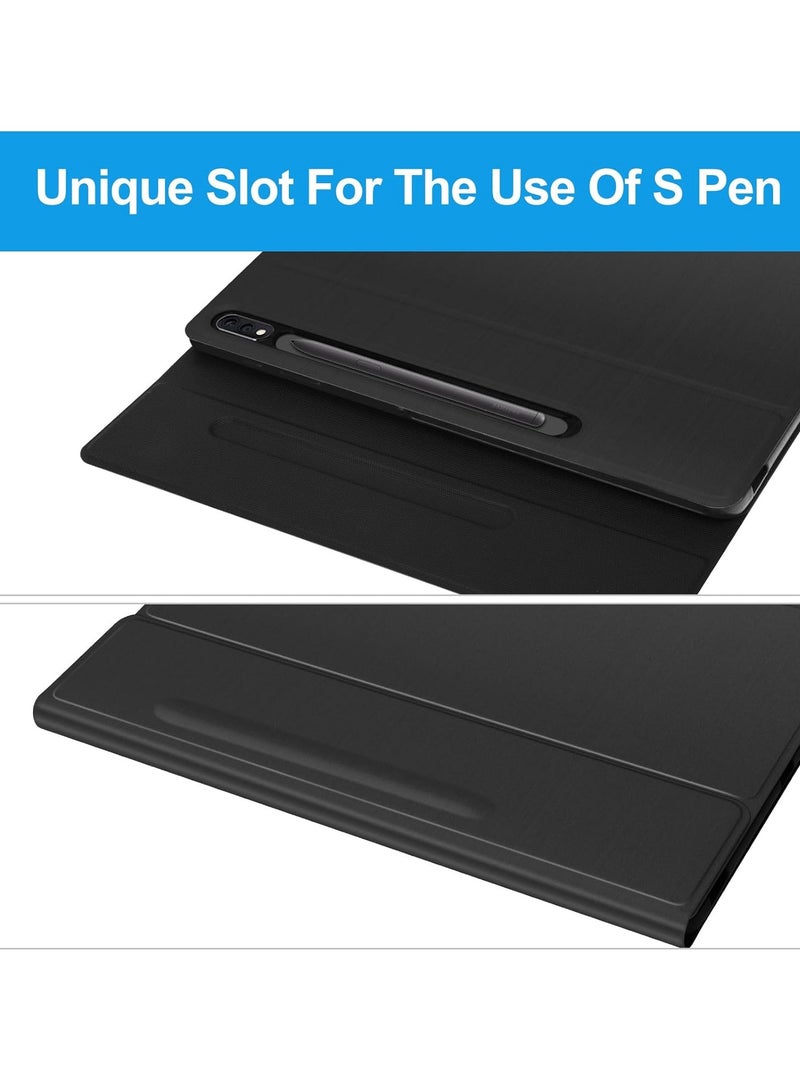 TIGER Galaxy Tab S8 Plus/S7 FE/S7 Plus 12.4” Keyboard Case | Magnetic Detachable Bluetooth Keyboard with Protective Stand Cover | S Pen Charging Support for Tab S8+ 2022, S7 FE 2021, S7+ 2020, Black - Image 2