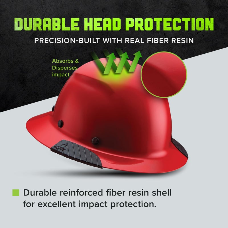 LIFT SAFETY Dax Fiber Resin Full Brim Safety Helmet | 6 Point Suspension for Comfort & Impact Protection | Red - Image 3