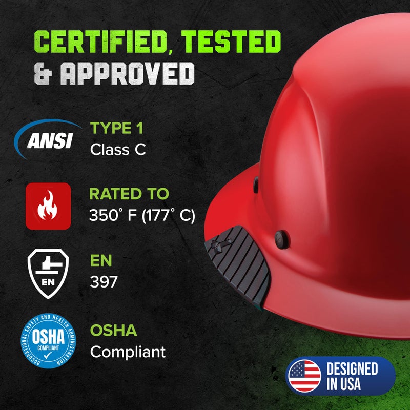 LIFT SAFETY Dax Fiber Resin Full Brim Safety Helmet | 6 Point Suspension for Comfort & Impact Protection | Red - Image 5