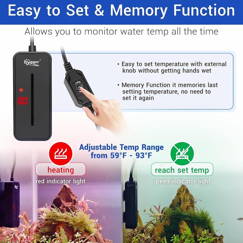 Hygger small aquarium heater 25W for 2~5 gallon fish tank submersible heater betta turtle tank heater - Image 3