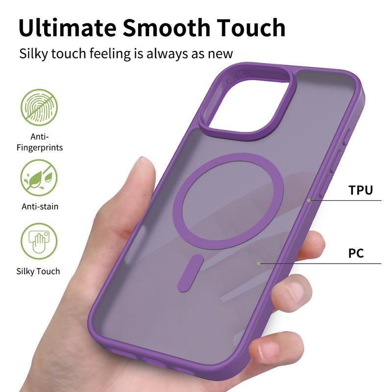 iPhone15Pro Max MagSafe Case Magnetic Back Cover,【Full Shockproof Protection】Translucent Matte Back - Image 2