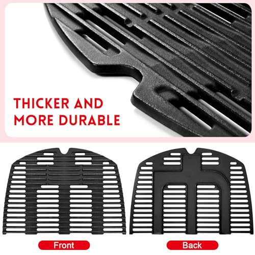 GGC 7646 7584 Grill Grates for Weber Q3200 Q320 Q300 Q3000 Q3100 Gas Grills, 17.8" x 25" Cast Iron Cooking Grates for Weber 586002 57060001 404341 Grill, 2PCS Replacement Accessories for Webber Baby Q - Image 5