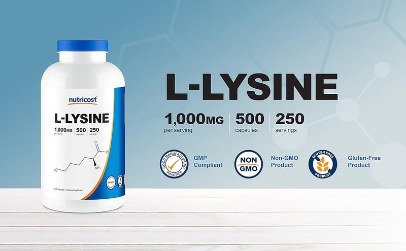 Nutricost LLysine 1000mg Per Serving 250 Servings 500 Capsules  Gluten Free NonGMO 500mg Per Capsule - Image 4
