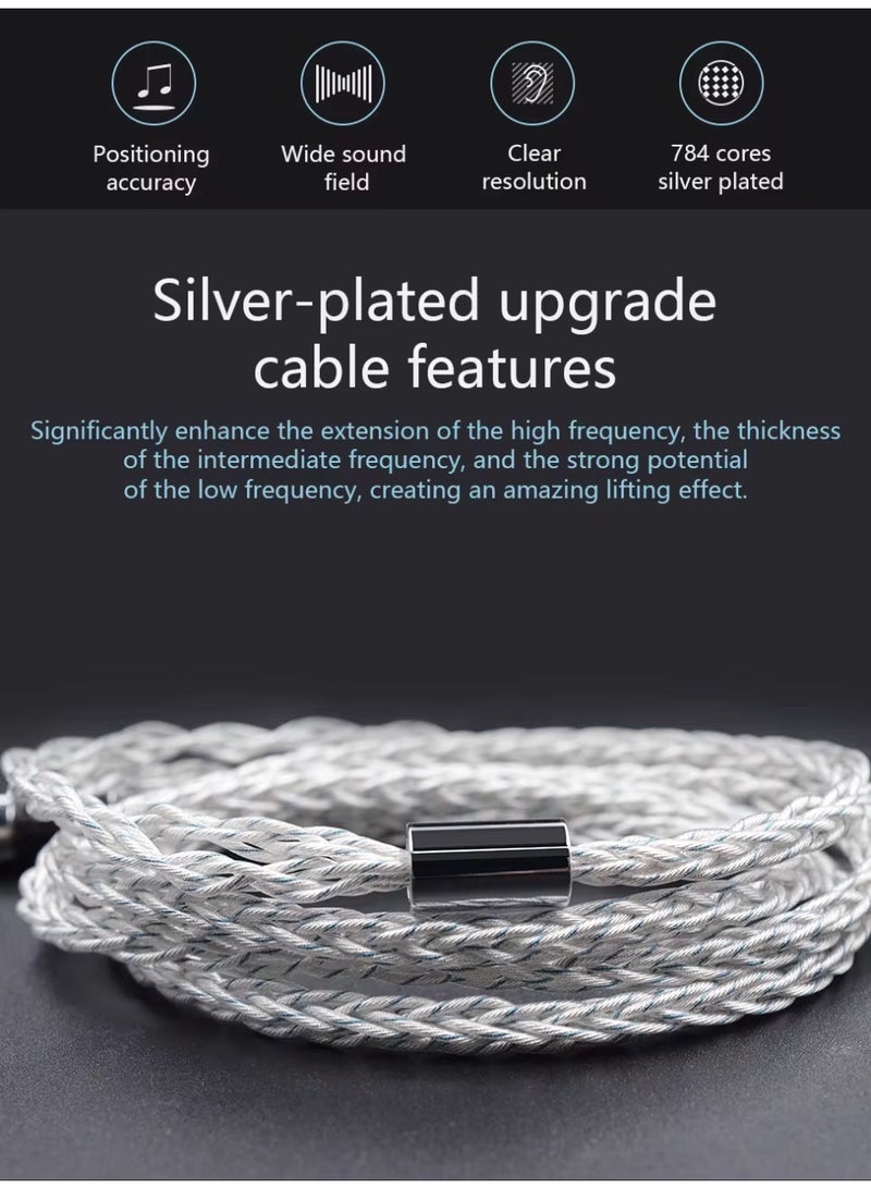 KZ 784 Core Blue-Silver Mixed Silver-Plated Hi-Fi Audio Upgrade Cable, 3.5mm Plug, 2-Pin Connector, Low-Loss High-Purity Replacement Cable for KZ IEM Earphones - Image 2