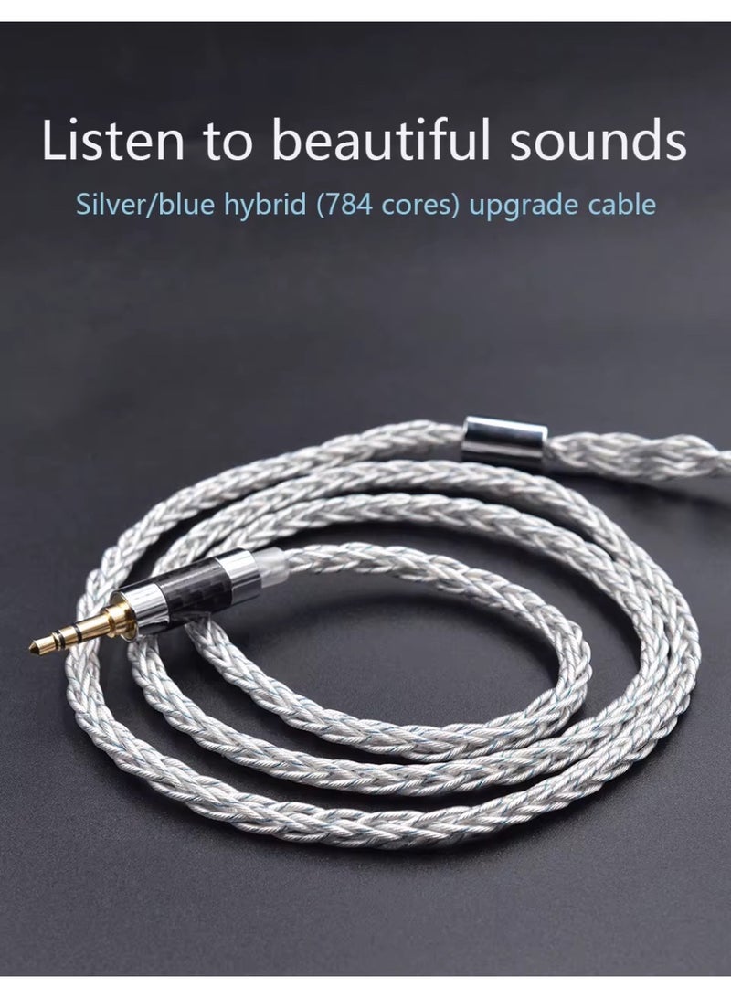 KZ 784 Core Blue-Silver Mixed Silver-Plated Hi-Fi Audio Upgrade Cable, 3.5mm Plug, 2-Pin Connector, Low-Loss High-Purity Replacement Cable for KZ IEM Earphones - Image 3