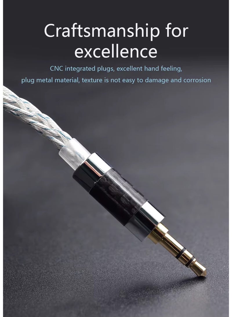KZ 784 Core Blue-Silver Mixed Silver-Plated Hi-Fi Audio Upgrade Cable, 3.5mm Plug, 2-Pin Connector, Low-Loss High-Purity Replacement Cable for KZ IEM Earphones - Image 4