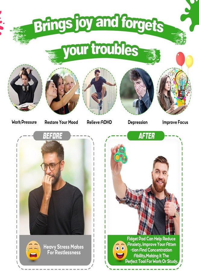 Yrissmiss ألعاب Yrissmiss لتخفيف التوتر للكبار، 3 قطع من وسادات تخفيف التوتر، مثالية لحشو سلة عيد الفصح للأولاد والبنات، مكعبات حسية لتخفيف التوتر مع وحدة تحكم، لعبة سبينر لتخفيف التوتر للأطفال المصابين باضطراب فرط الحركة ونقص الانتباه والتوحد، مناسبة لألعاب المكتب والسفر - Image 4