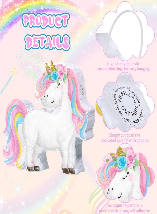 Harrycle Small Unicorn Piñata with Stick Blindfold Piñata Unicorn for Girls Birthday Party Decorations for Girls Birthday Princess Fiestas Colorful Party Supplies - Image 3