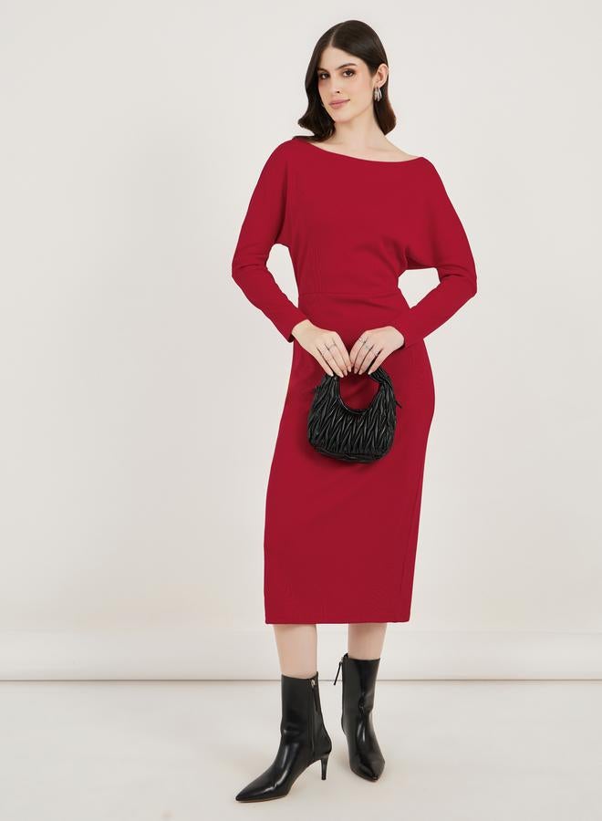 Styli Crimson Knit Midi Dress - Image 1