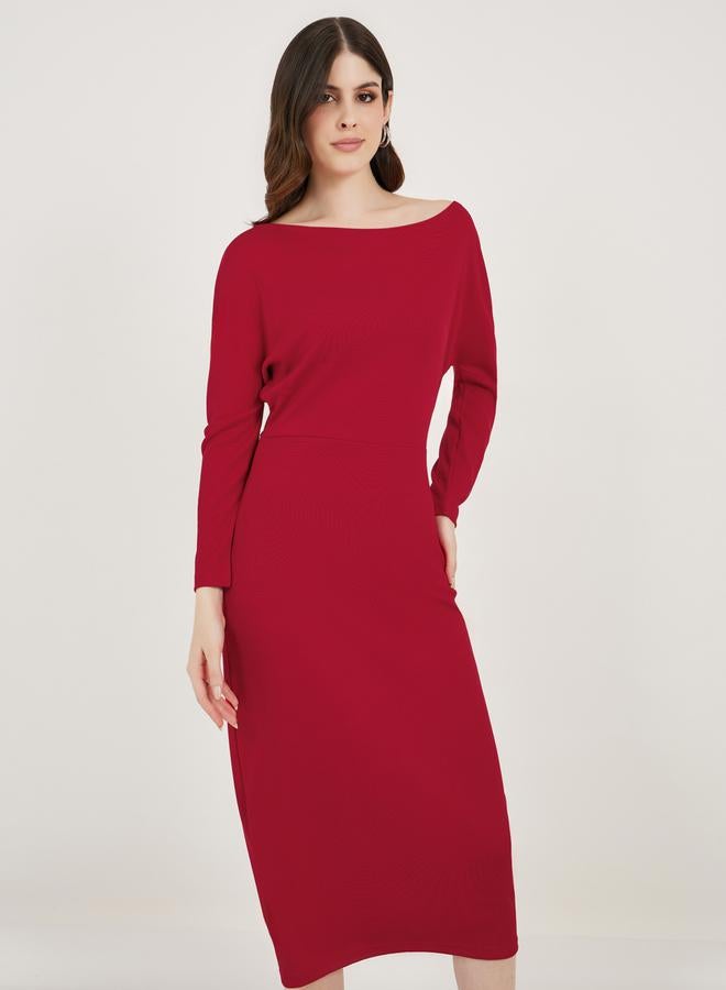 Styli Crimson Knit Midi Dress - Image 2