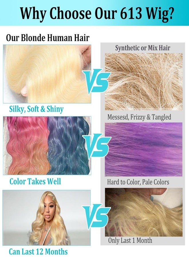 CUTE BEIN 28 Inch 613 Lace Front Wig Human Hair 200 Density,Body Wave Blonde Wig Human Hair 13x6 HD Lace Frontal Wig, Blonde Lace Front Wigs for Women Pre Plucked with Baby Hair - Image 4