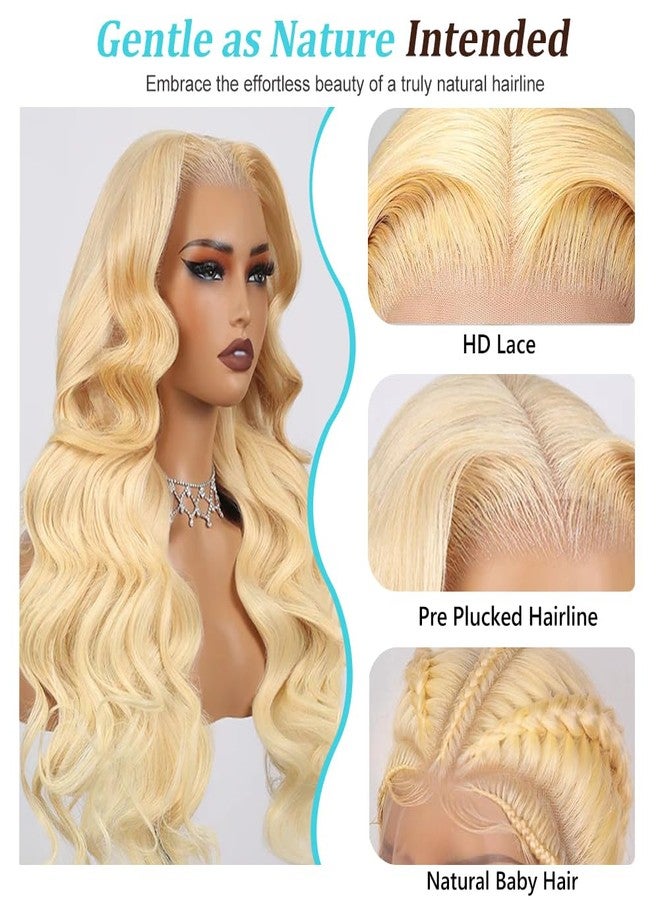 CUTE BEIN 28 Inch 613 Lace Front Wig Human Hair 200 Density,Body Wave Blonde Wig Human Hair 13x6 HD Lace Frontal Wig, Blonde Lace Front Wigs for Women Pre Plucked with Baby Hair - Image 2