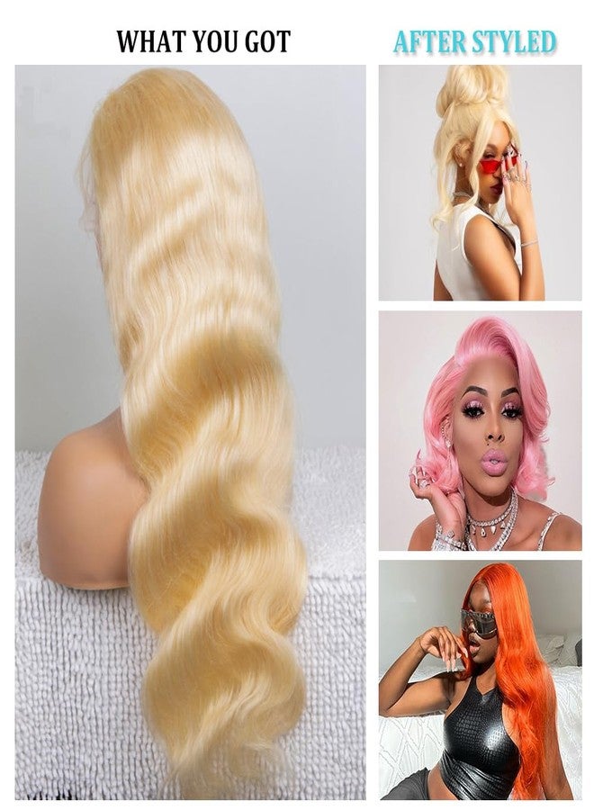 CUTE BEIN 28 Inch 613 Lace Front Wig Human Hair 200 Density,Body Wave Blonde Wig Human Hair 13x6 HD Lace Frontal Wig, Blonde Lace Front Wigs for Women Pre Plucked with Baby Hair - Image 3