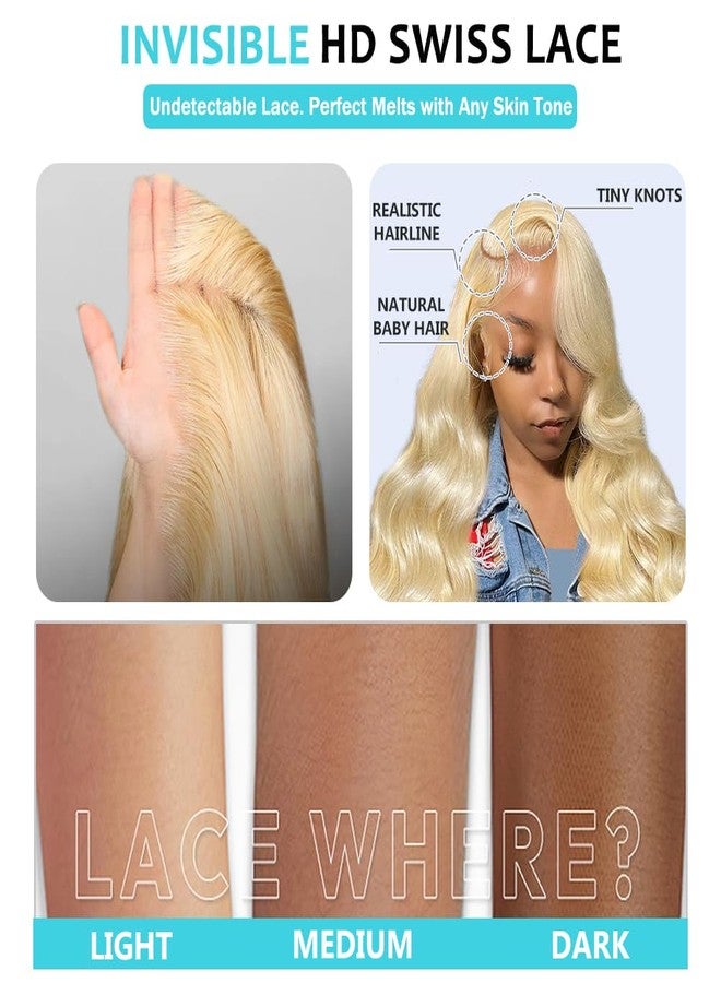 CUTE BEIN 28 Inch 613 Lace Front Wig Human Hair 200 Density,Body Wave Blonde Wig Human Hair 13x6 HD Lace Frontal Wig, Blonde Lace Front Wigs for Women Pre Plucked with Baby Hair - Image 5