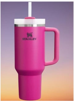 H2.0 Tumbler with Handle & Straw 40oz – Twist-On 3-Way Lid – Insulated Stainless Steel Travel Mug – Keeps Drinks Hot/Cold for Hours – Cupholder Compatible – BPA-Free – Fuchsia