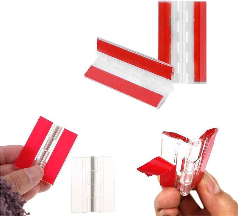 40Pcs Clear Acrylic Self Adhesive Foldable Hinges For Cabinet Drawer Jewelry Box - Image 2