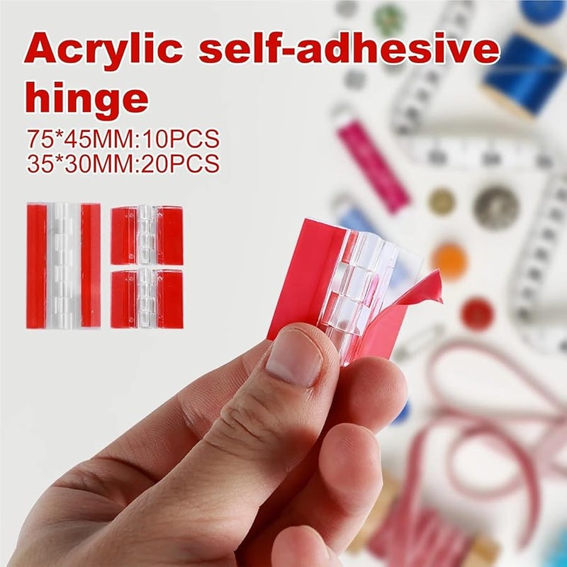 40Pcs Clear Acrylic Self Adhesive Foldable Hinges For Cabinet Drawer Jewelry Box - Image 4