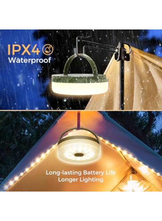 يلا بيك شريط مصابيح تخييم 2 في 1 سريع التخزين بطول قابل لاعادة الشحن مع 8 اوضاع، مصباح LED محمول مقاوم للماء للتعليق لتزيين والحفلات والتخييم - Image 4
