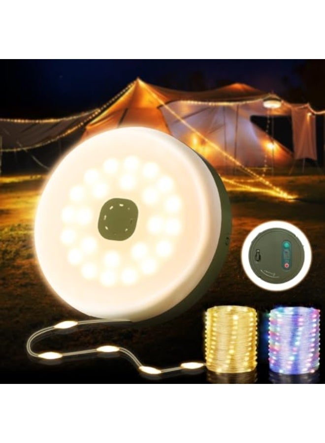 يلا بيك شريط مصابيح تخييم 2 في 1 سريع التخزين بطول قابل لاعادة الشحن مع 8 اوضاع، مصباح LED محمول مقاوم للماء للتعليق لتزيين والحفلات والتخييم - Image 1