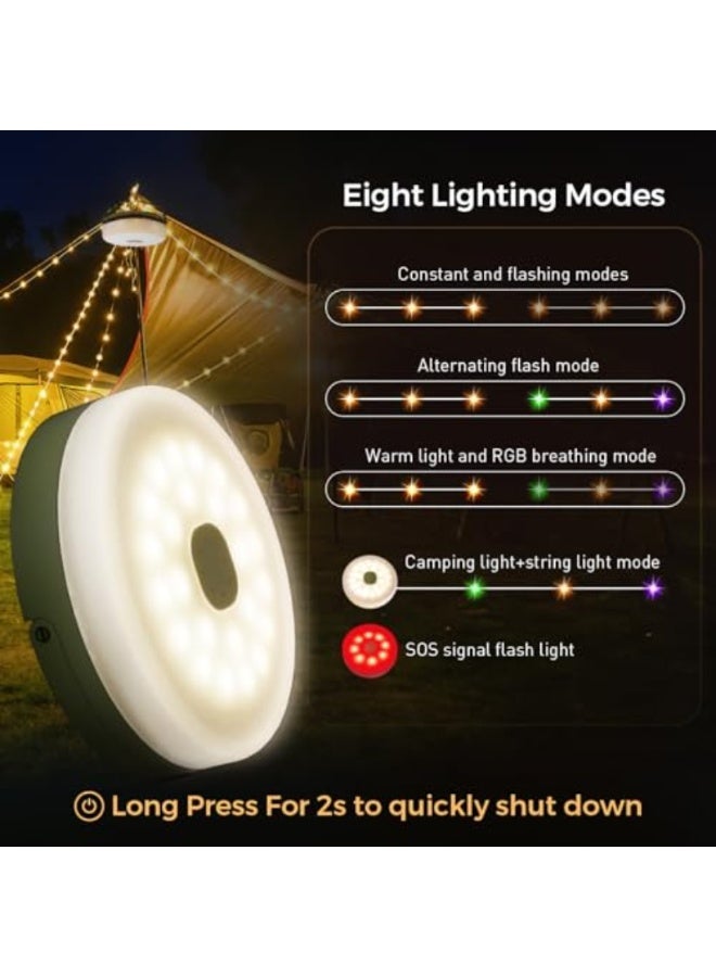 يلا بيك شريط مصابيح تخييم 2 في 1 سريع التخزين بطول قابل لاعادة الشحن مع 8 اوضاع، مصباح LED محمول مقاوم للماء للتعليق لتزيين والحفلات والتخييم - Image 2
