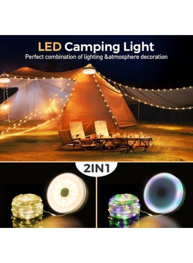 يلا بيك شريط مصابيح تخييم 2 في 1 سريع التخزين بطول قابل لاعادة الشحن مع 8 اوضاع، مصباح LED محمول مقاوم للماء للتعليق لتزيين والحفلات والتخييم - Image 3