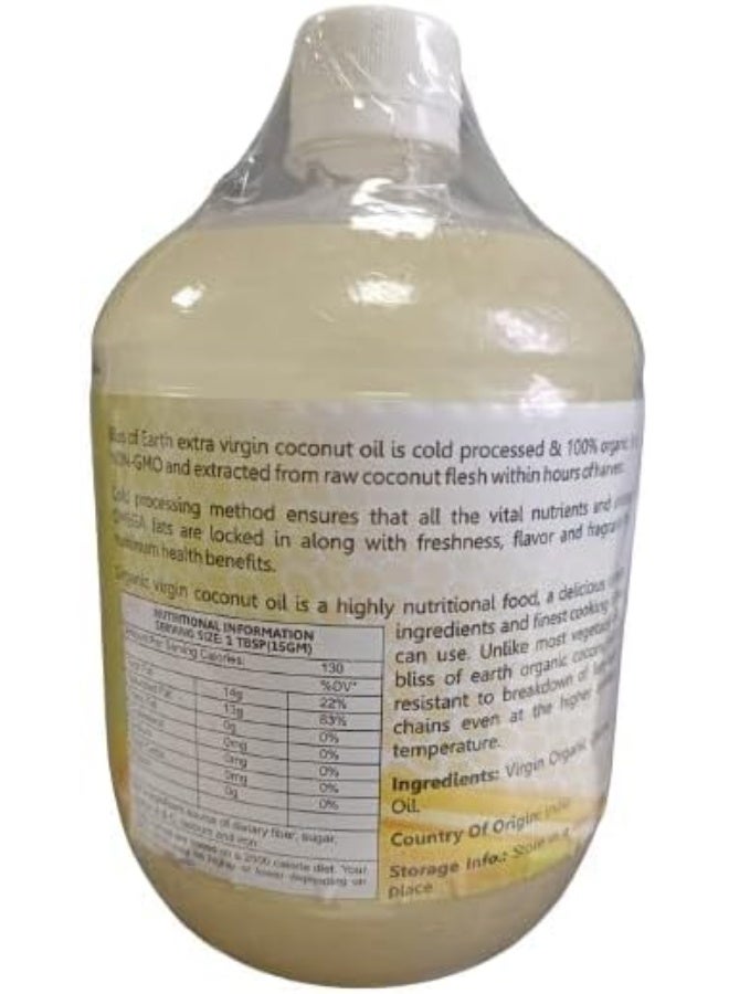 BLISS OF EARTH Extra Virgin Certified Organic Coconut Oil 1ltr Cold Pressed Unrefined Pure for Cooking - Image 2