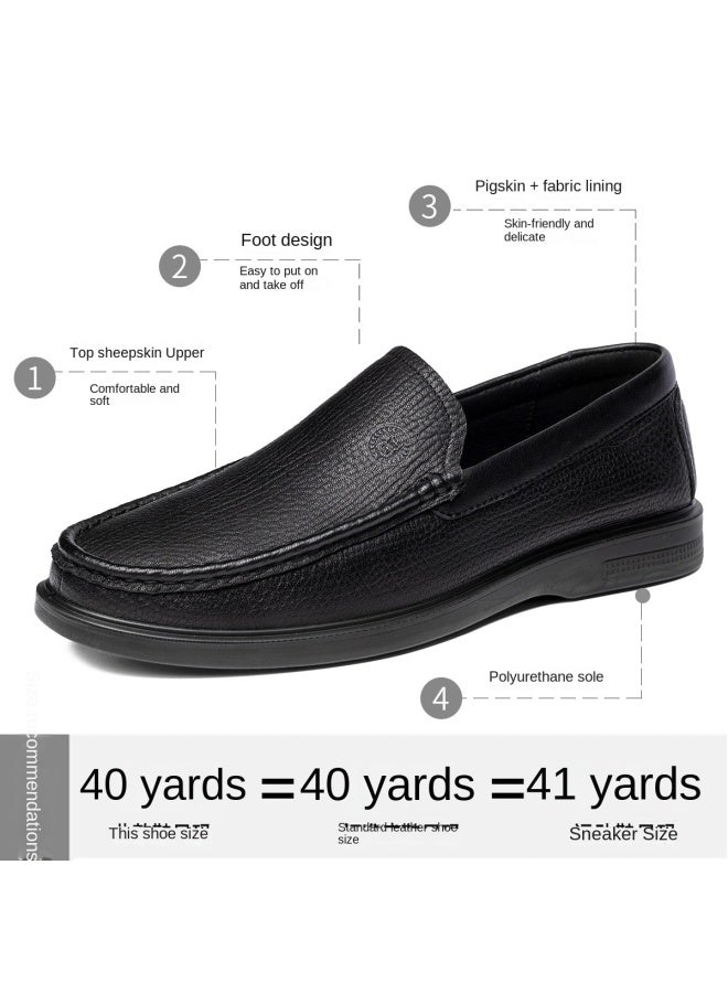 Old Man'S Head Top-grain Lamb Leather】men's Leather Shoes - Business Casual Slip-ons For Spring & Autumn - Dad Shoes For Middle-aged & Elderly Gentlemen - Image 4