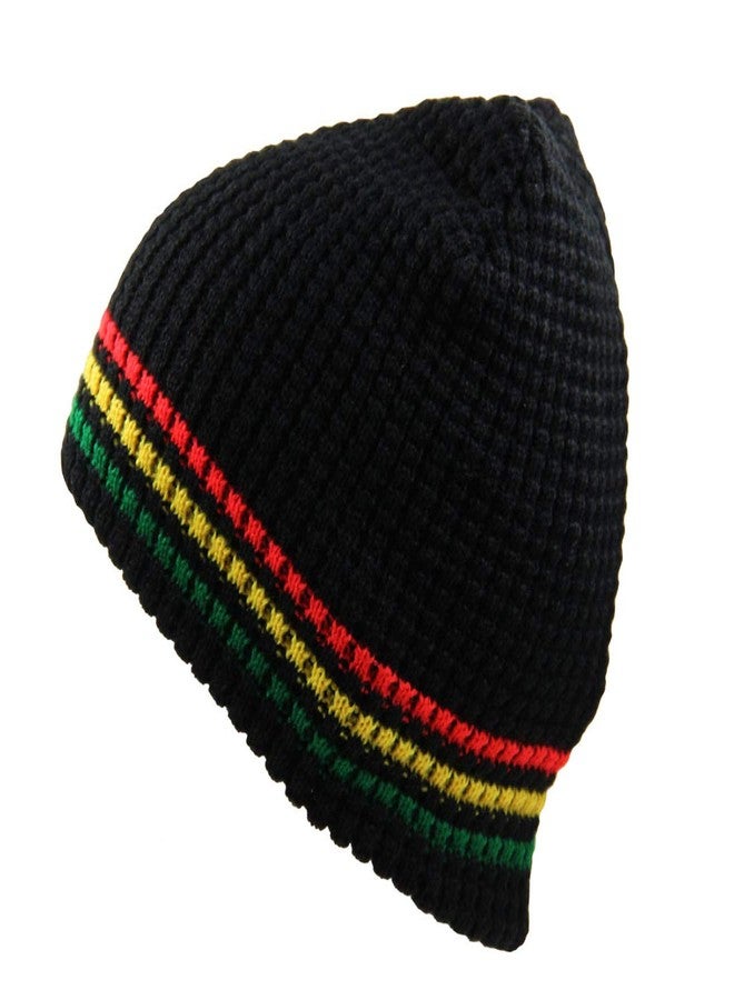 أر دبليو قبعة صوفية حرارية محبوكة بنمط راستا (أسود/راستا) - Image 1