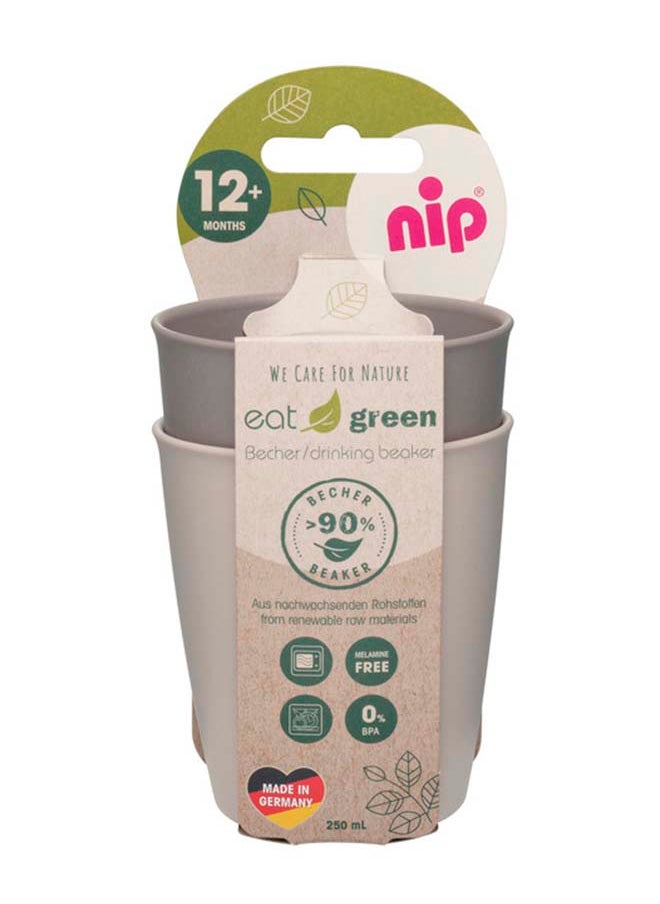 nip Drinking Beaker, Stackable, Extra-Light And Ergonomic, Break-Proof, Microwave And Dishwasher Friendly, Bio-Based Plastic, Grey 2 Pcs  - Image 2