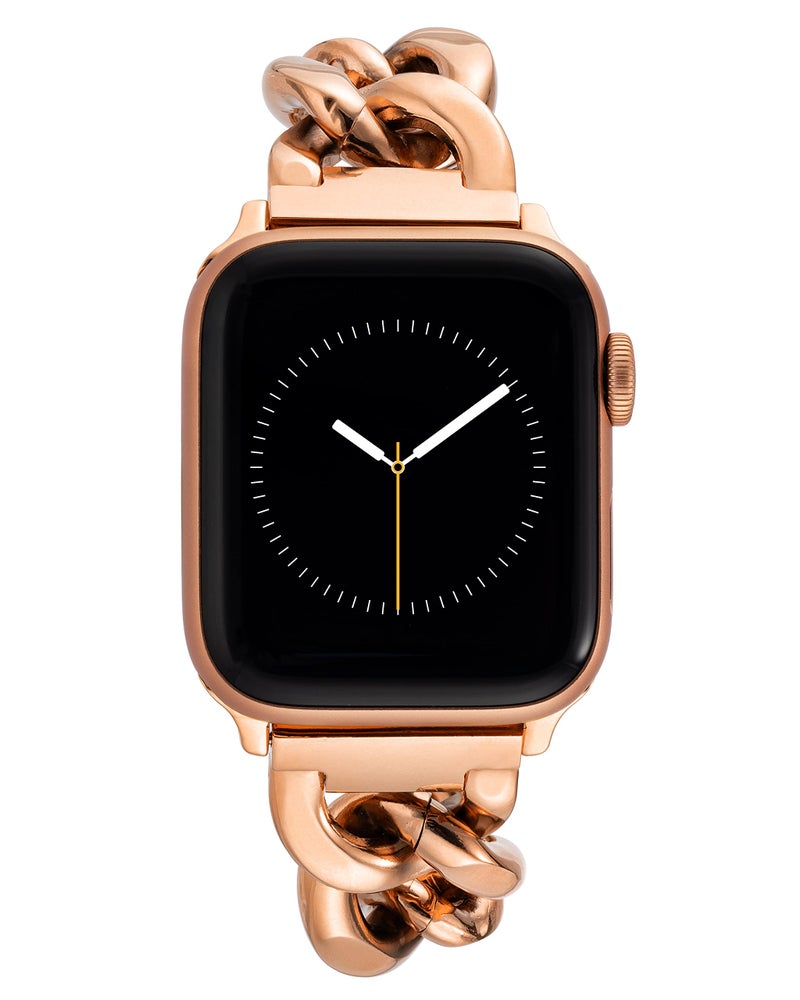 ANNE KLEIN سوار سلسلة موضة آن كلاين لساعة آبل، آمن، قابل للتعديل، بديل لسوار ساعة آبل، يناسب معظم المعاصم (38/40/41 مم، ذهب وردي) - Image 1